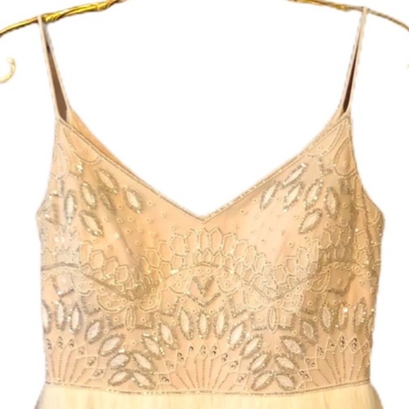 Adrianna Papell x BHLDN Violetta Off White Pink Beaded Bodice Wedding Prom Gown - Picture 2 of 10